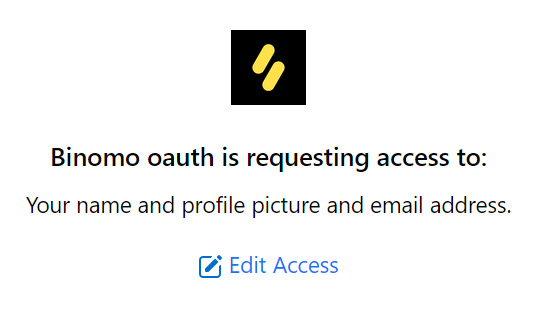 Binomo requests access