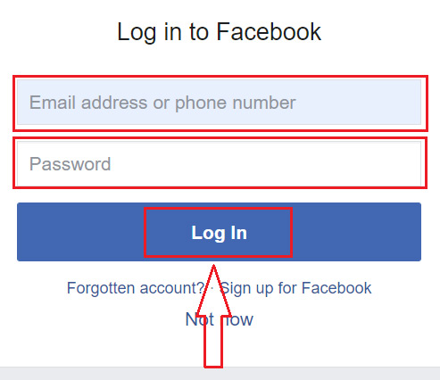 Faça login no Facebook