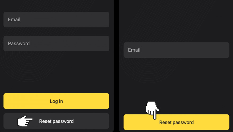 Reset password on the mobile app